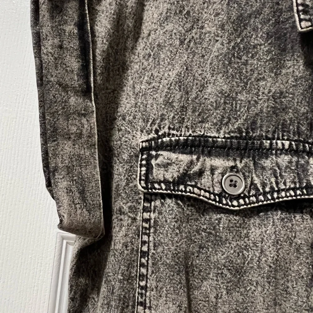 NWT G. Kale Women PXL Faded Black Denim Button-Down Jumpsuit 100% Cotton Pockets